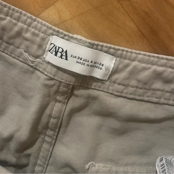 Zara Cream Tan Beige Cargo Jeans Pants size 4 - Picture 2 of 3